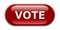 Red glossy oval button with the VOTE text for any form of elections or poll