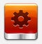 Red glossy settings button. Vector icon