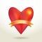 Red glossy shiny three-dimensional heart 3d and