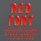 Red glossy vector font or red alphabet. Red colored typeface. Red colored alphabet typographic illustration.