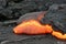 Red glowing lava flow on Hawaii