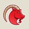 Red Goat wýth a Long Horn Icon Vector Illustration