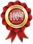 Red and gold 100% satisfaction guaranteed ribbon badge