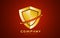 Red gold antivirus shield logo icon design