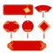 Red and gold Banner label for chinese new year set design