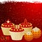 Red and gold Christmas cupcake background