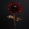 Red And Gold Flower: Minimalistic Metal Sculpture In Dark Tones