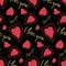 Red gold heart on black background, seamless pattern for valentine`s day, symbol of love and falling in love