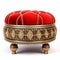 Red And Gold Ottoman Stool - High Detail Ottoman Art Style