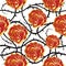 Red and golden roses. Seamless vector pattern.