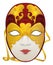 Red and golden Volto mask for Venetian Carnival, Vector illustration
