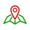 Red GPS navigator location on city map icon