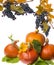 Red grapes on a branch and pumpkins - fall still life