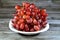 Red grapes, a fruit, botanically a berry of the deciduous woody vines of the flowering plant genus Vitis. Grapes are a non-