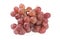 Red grapes over white background.