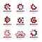 Red and gray Gear logo vector set design