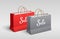 Red and Gray paper bag, Shopping sale, with rope handles, mock up design