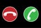 Red and green answer or reject call icons