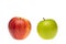 Red and green apple comparison and differentiation concept