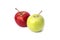 Red and green apple on a white background. Green and red apples juicy on an isolated background.