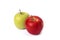 Red and green apple on a white background. Green and red apples juicy on an isolated background.