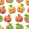 red and green apples with yellow. Funny cartoon style characters, smile and shy face, apple party