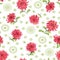 Red and green Asian Mums. Stylized Chrysanthemum design