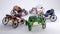 Red, green, blue,black & white horse cart