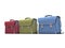 Red, green and blue leather briefcases