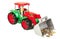 Red and green bulldozer with coins