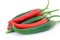 Red and green chilli banana peppers with green stalks