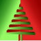 Red and green christmas tree from bended papers