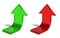 Red and green financial success arrows