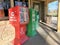 Red green Free Motel Coupons dispensers outside reststop