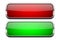 Red and green glass buttons. Shiny rectangle 3d web icons