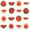 Red and green hand drawn vintage watermelon seamless pattern vector background