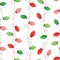 Red and Green Holiday Christmas and New Year Intertwined String Lights Stripes Background Vector Seamless Pattern