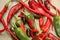 Red and Green Hot Chili Pepper Varieties
