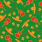 Red and green mexican objects seamless pattern