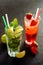 Red Green Mojito Strawberry Lemon Two Cocktail Set