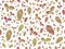 Red and green oak leaf and acorns vintage style repeating pattern design