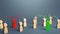 Red and green persons compete for influences on other people. Luring people to their side, imposing opinions. Fight for the minds