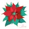 Red green poinsettia christmas plant in an Asian decorative style