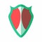 Red-green protective shield icon, flat style