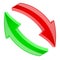 Red and green refresh arrows. 3d shiny signs in circular motion