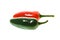 Red and green ripe jalapeno chili hot pepper