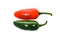 Red and green ripe jalapeno chili hot pepper