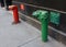 Red and green siamese standpipes