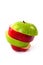 Red and green sliced apple