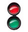 Red and green small round traffic light